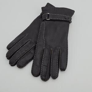 Womens Ladies Brown Leather Driving Gloves Size 7.5